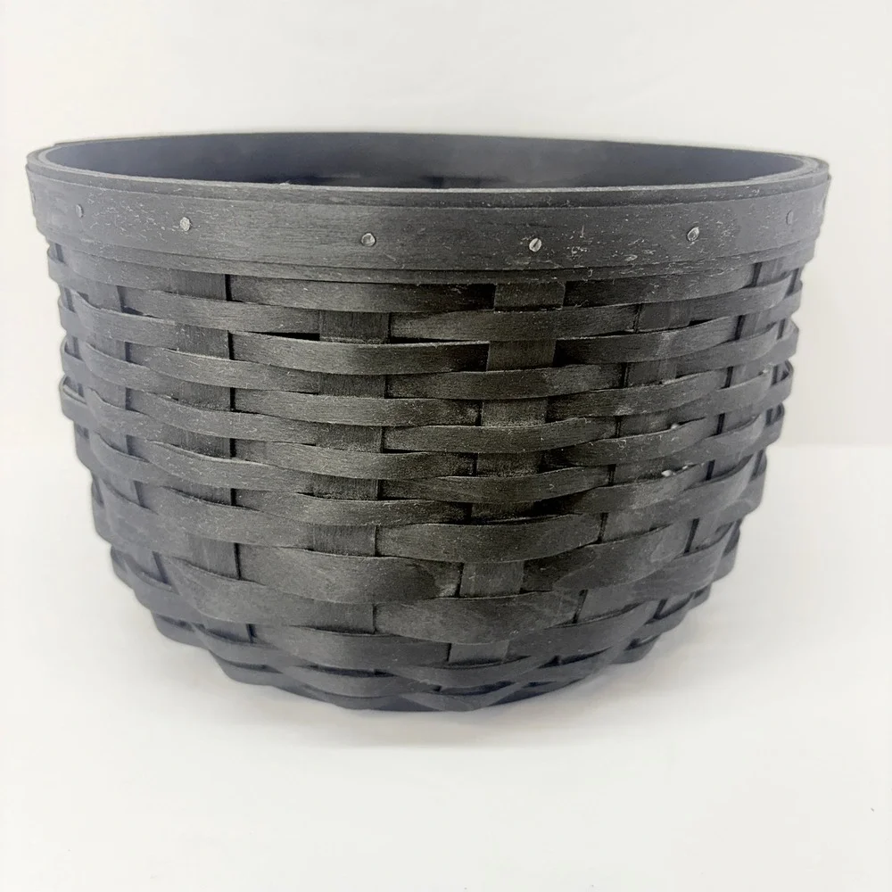 Longaberger Large Cauldron Basket Set Black Wrought Iron Holder Liner Protector